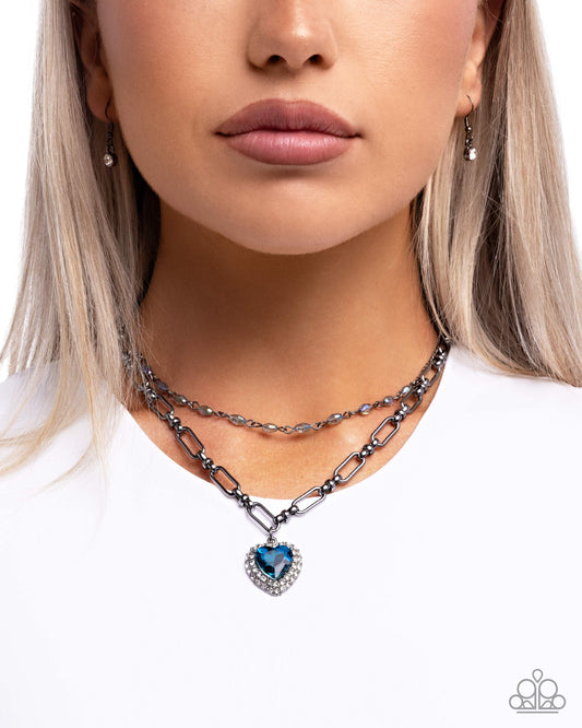 PREORDER ~ Match Made In HAUTE - Blue Paparazzi Heart Necklace