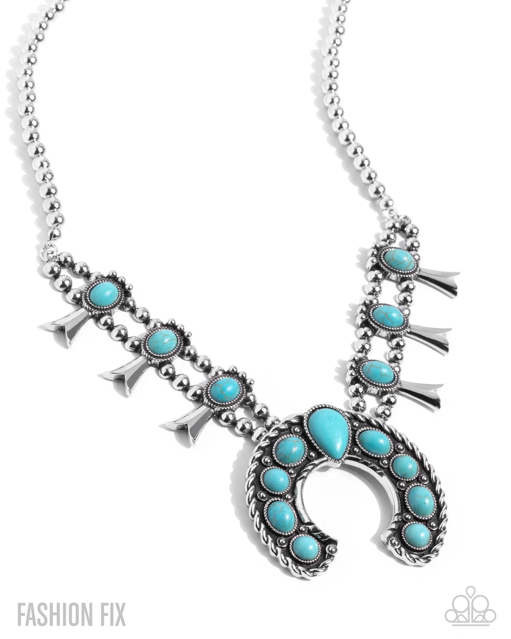 Rustic Route - Blue Paparazzi Turquoise Necklace Accessories,Blue,Necklace,Short Necklace,Silver Accents,Turquoise