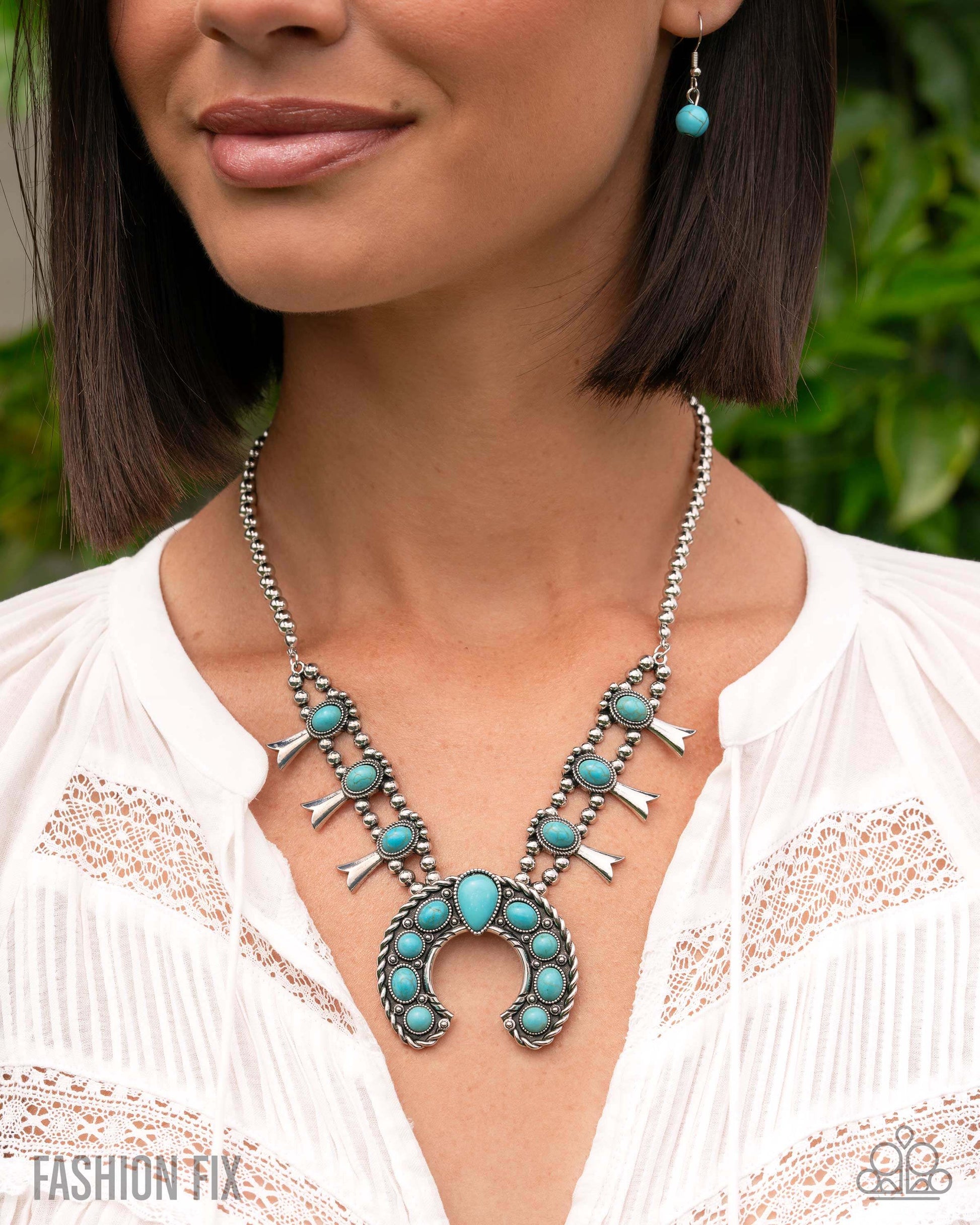 Rustic Route - Blue Paparazzi Turquoise Necklace Accessories,Blue,Necklace,Short Necklace,Silver Accents,Turquoise