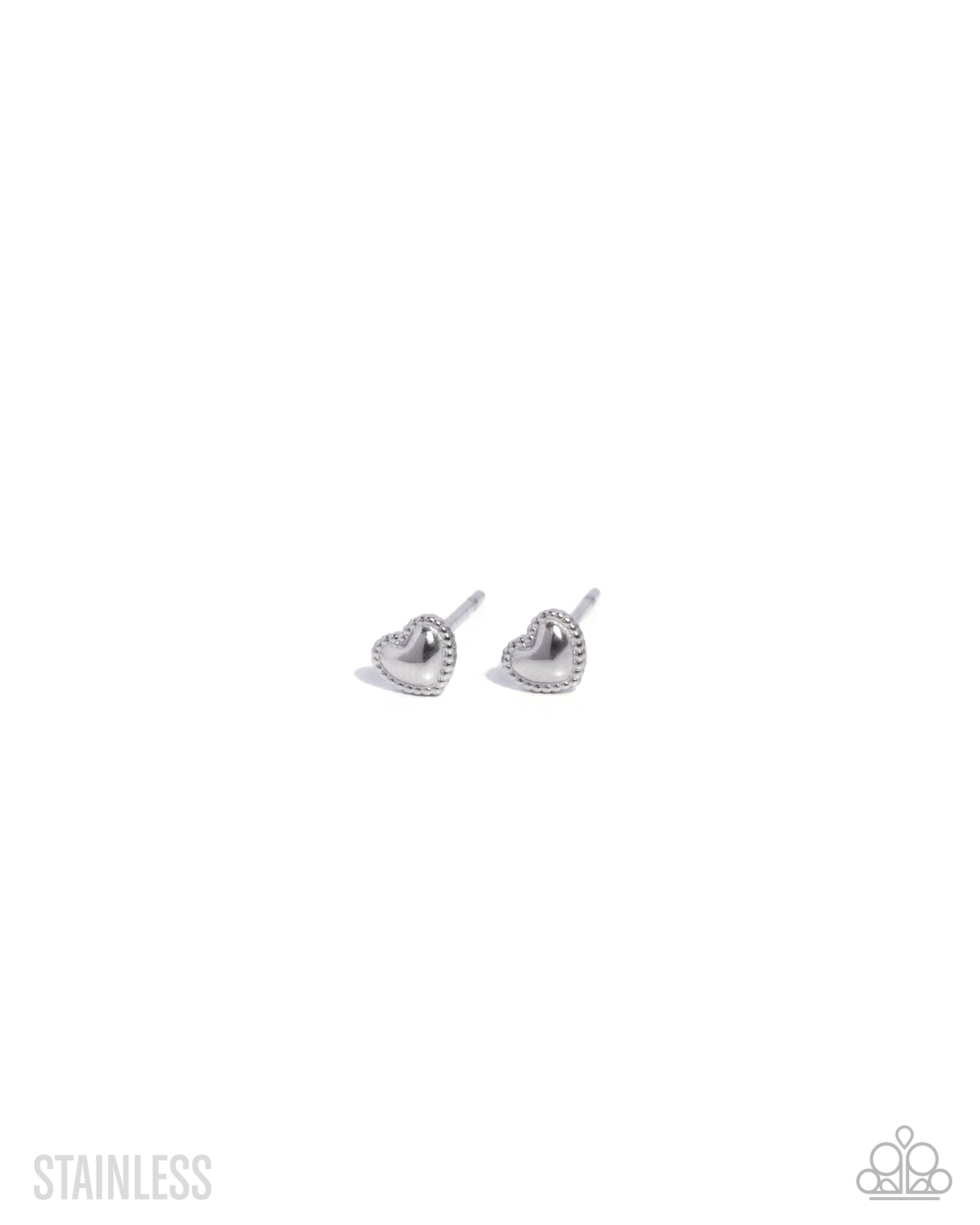 Will You Stay? - Silver Paparazzi Heart Stainless Steel Earrings Accessories,earrings,Hearts,Post,Silver,Stainless Steel