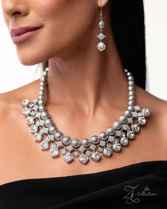 Pensive Paparazzi Zi Collection 2025 Accessories,Necklace,Short Necklace,White rhinestones,ZiCollection