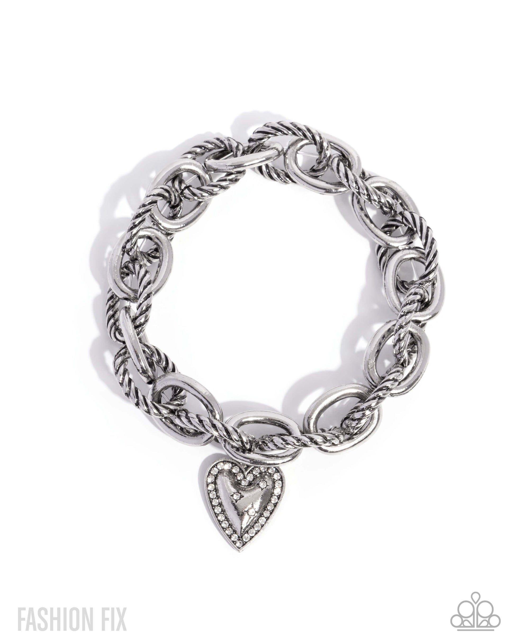 Dreaming Definition - White Paparazzi Heart Stretchy Bracelet Accessories,Bracelet,Hearts,Silver,Stretchy