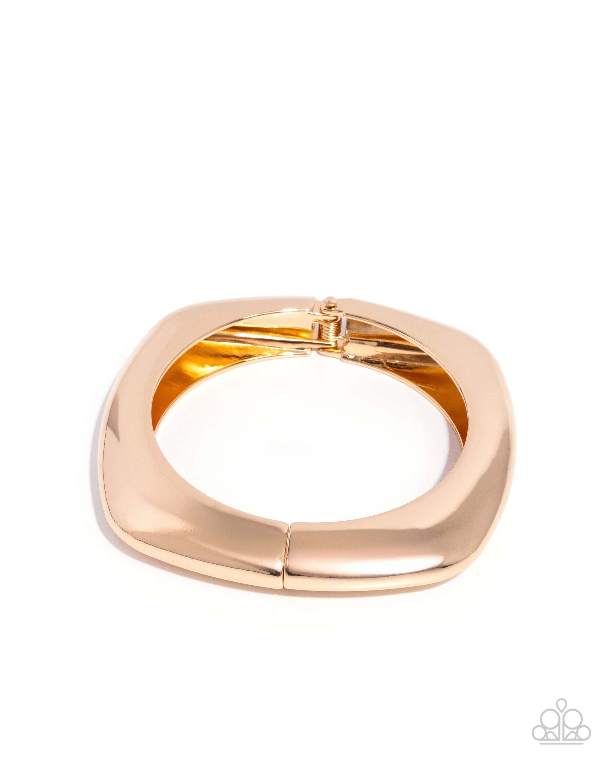 Rounded Reflection - Gold Paparazzi Bracelet Accessories,Bracelet,Gold,hinge closure