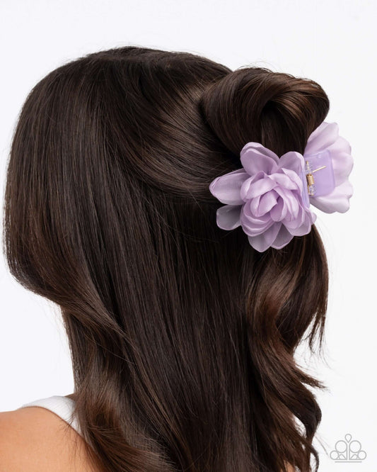 Budding Backdrop - Purple Paparazzi Floral Hair Clip Accessories,Floral,Hair Clips,purple