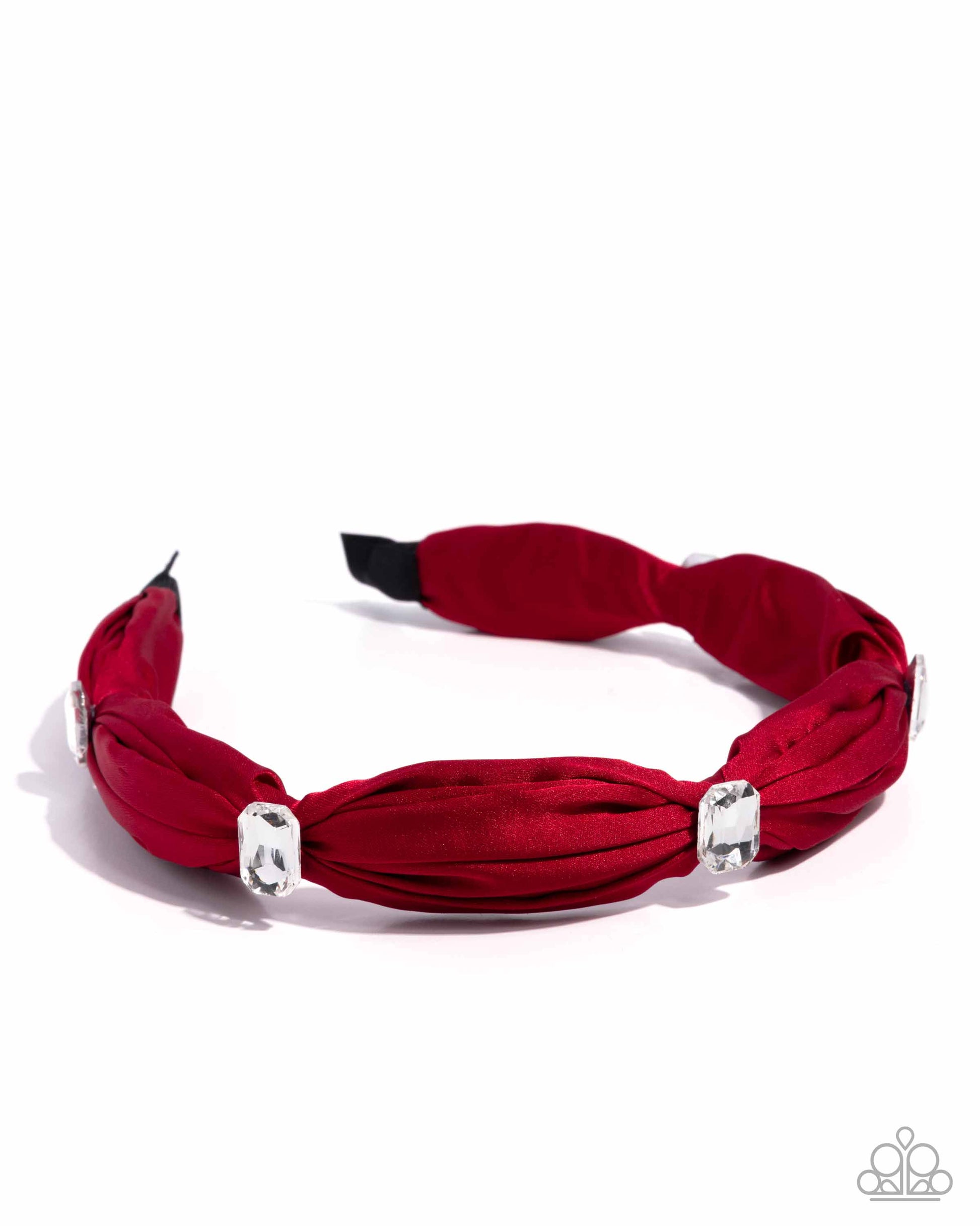 Bourgeois Bling - Red Paparazzi Hair Accessories Accessories,Headband,Red,White rhinestones