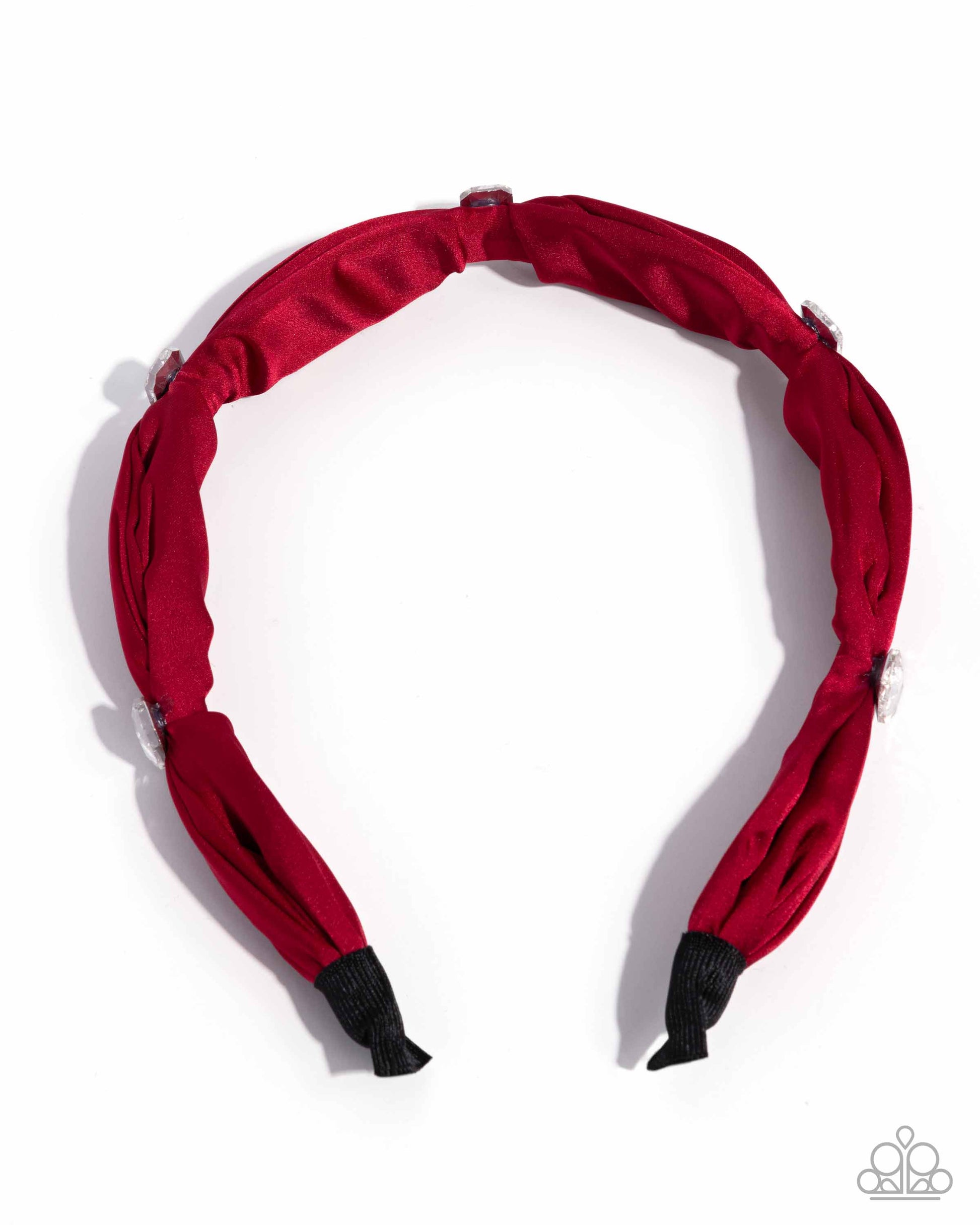 Bourgeois Bling - Red Paparazzi Hair Accessories Accessories,Headband,Red,White rhinestones