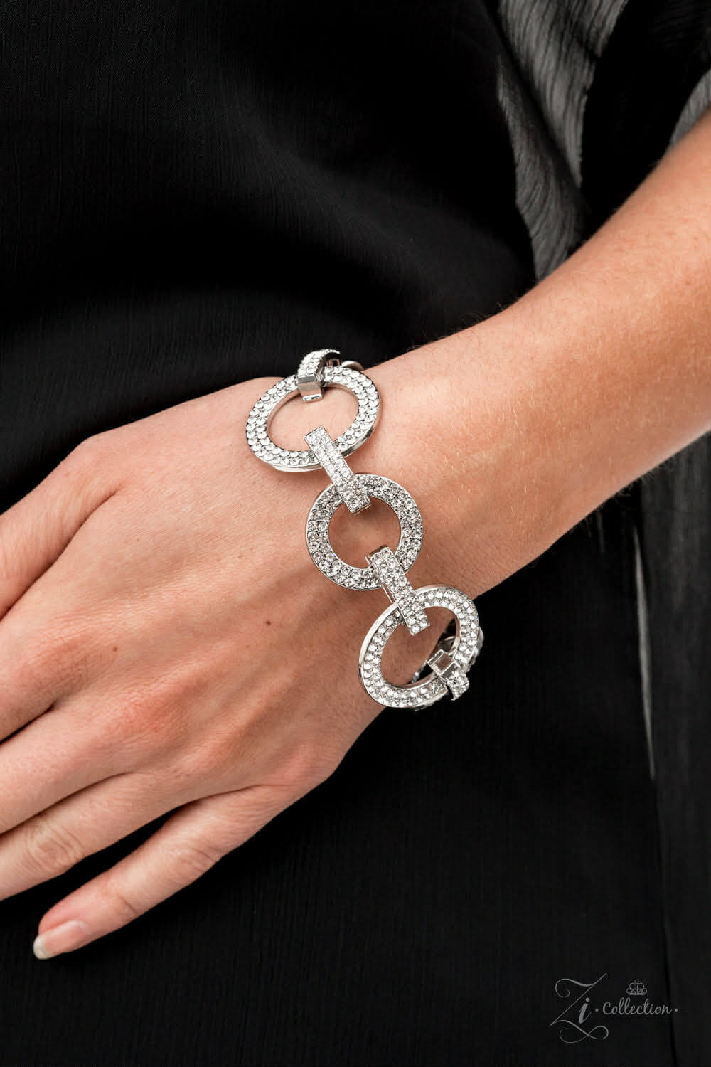 Paparazzi Surprise Party Shimmer - Zi Bracelet Accessories,Bracelet,Silver,White rhinestones,Zi Bracelet