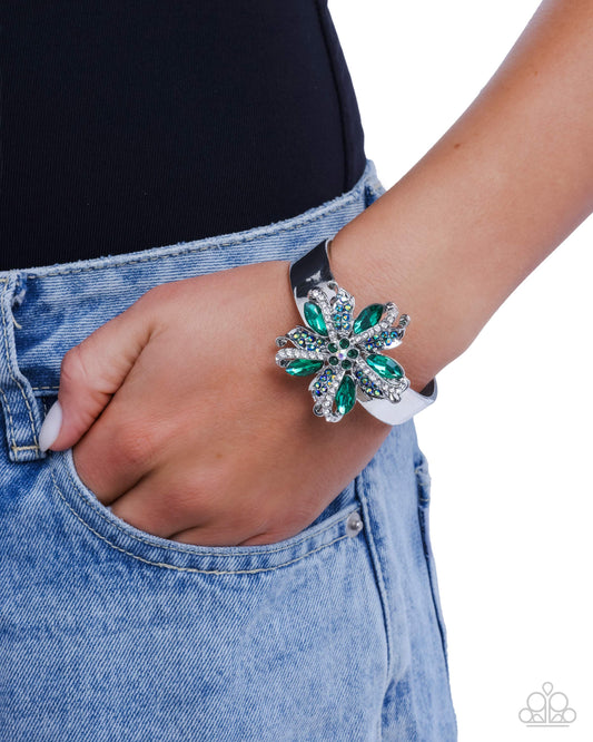 PREORDER ~ Encased Elite - Green Paparazzi Hinge Bracelet
