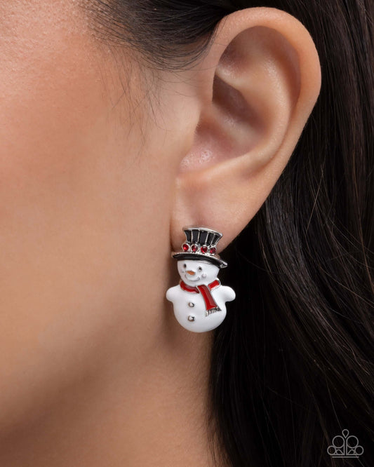 Frosty Flair - Multi Paparazzi Snowman Post Earrings Accessories,earrings,Holiday,Multicolor,Post