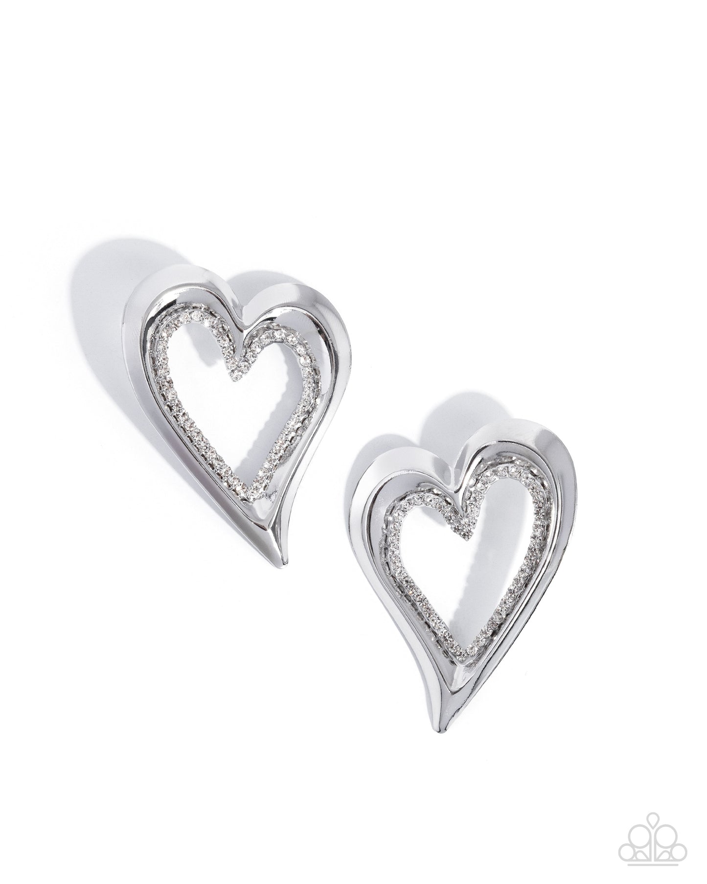 Cupid Chic - White Paparazzi Heart Post Earrings