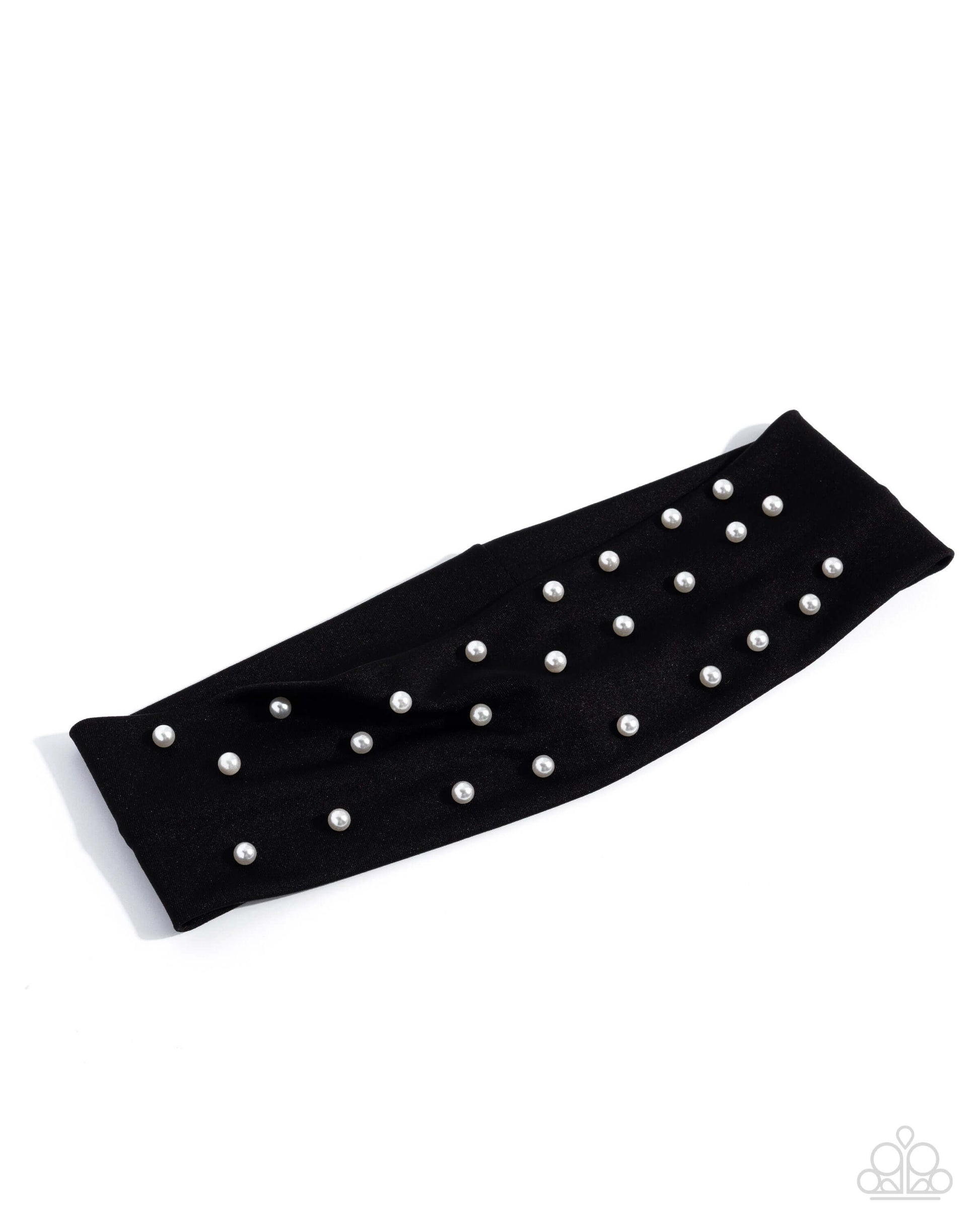 Placid Pearls - Black Paparazzi Headband Accessories,Black,Headband,Pearls