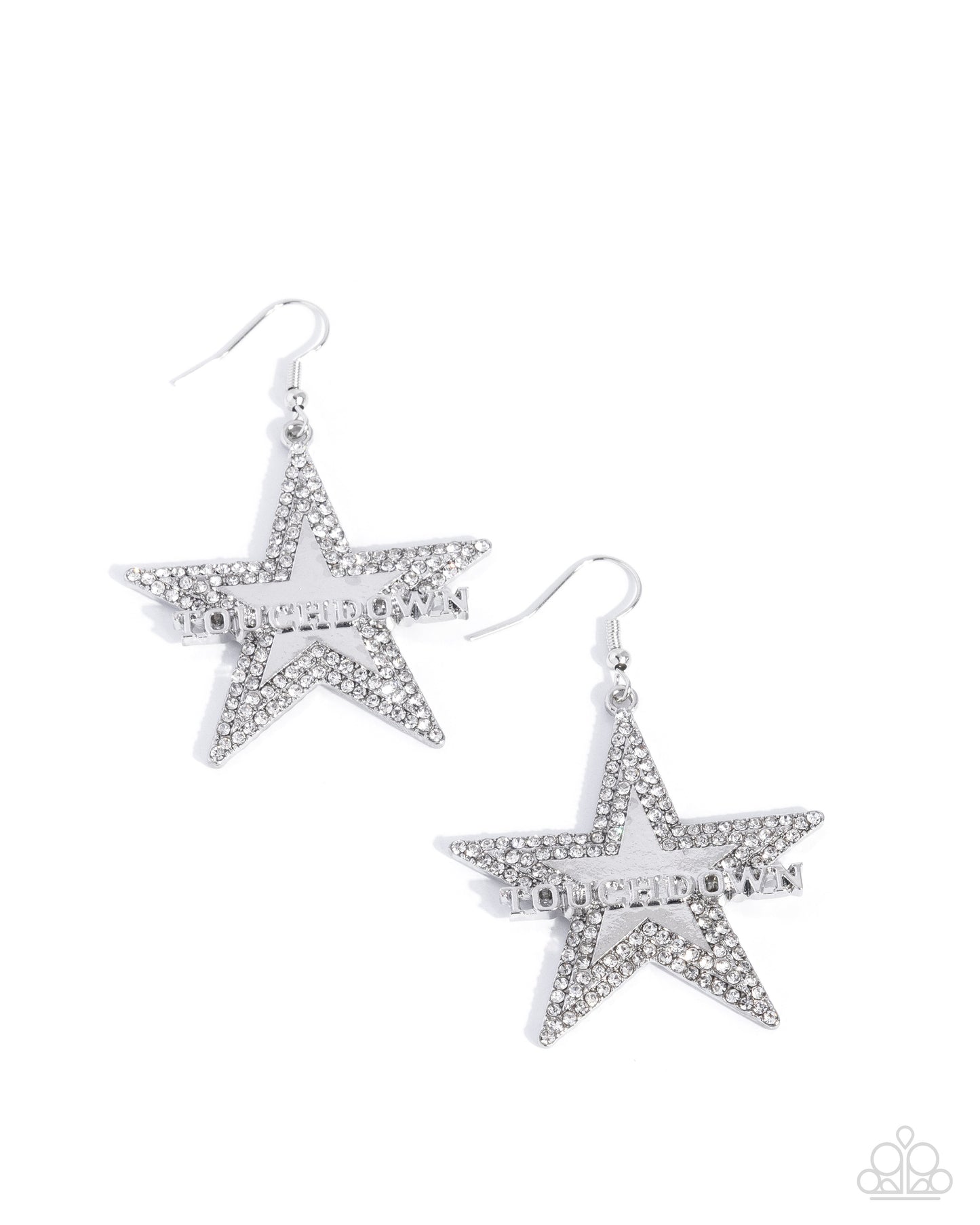 Touchdown Tribute - White Paparazzi Star Sports Earrings