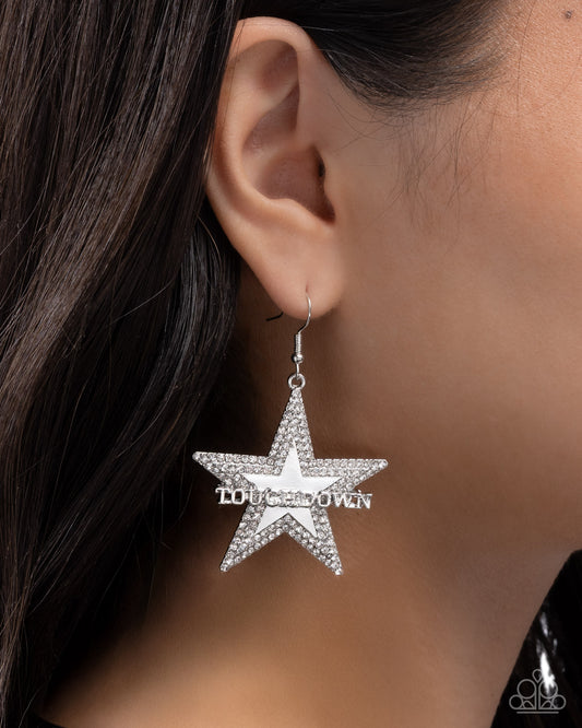 Touchdown Tribute - White Paparazzi Star Sports Earrings