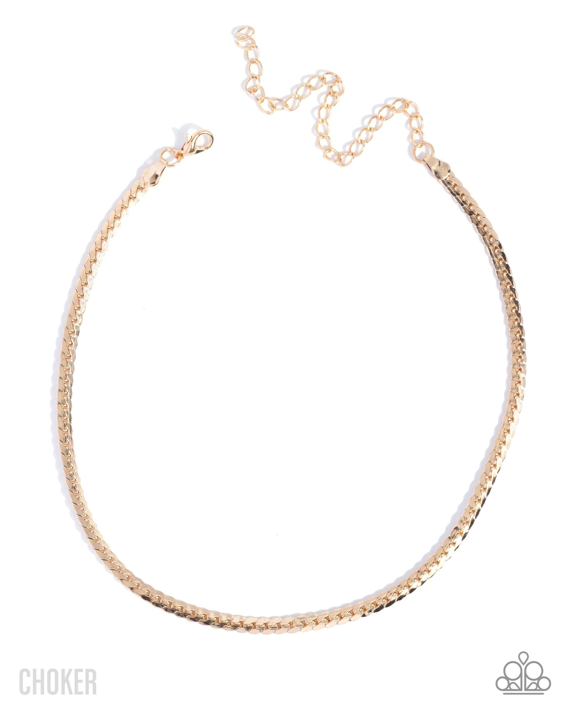 Crowning Challenge - Gold Paparazzi Necklace Accessories,Choker,Gold,Necklace,Short Necklace