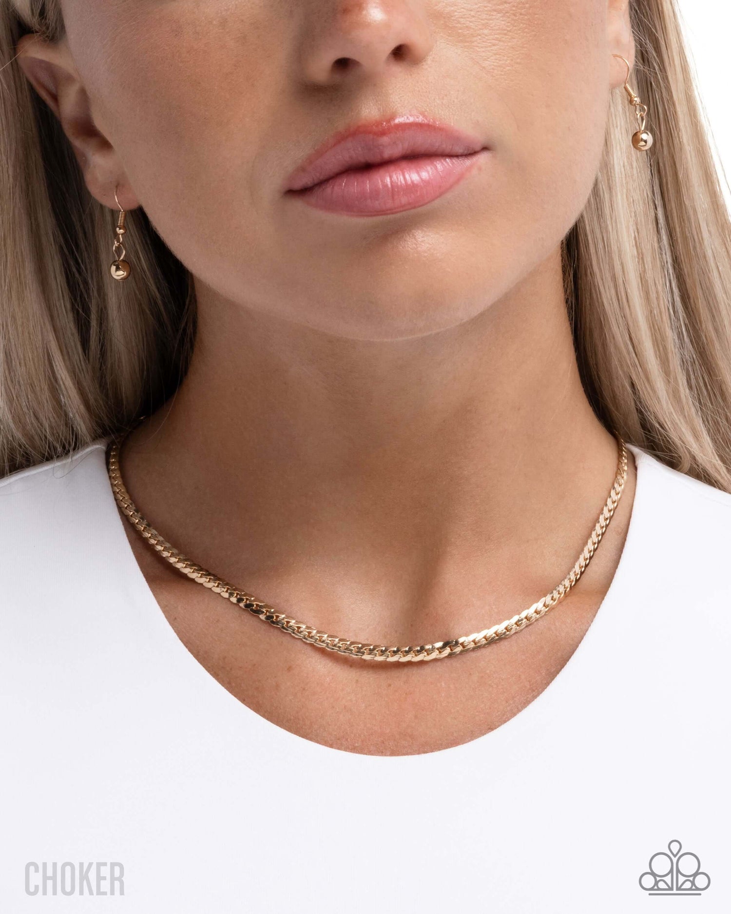 Crowning Challenge - Gold Paparazzi Necklace Accessories,Choker,Gold,Necklace,Short Necklace
