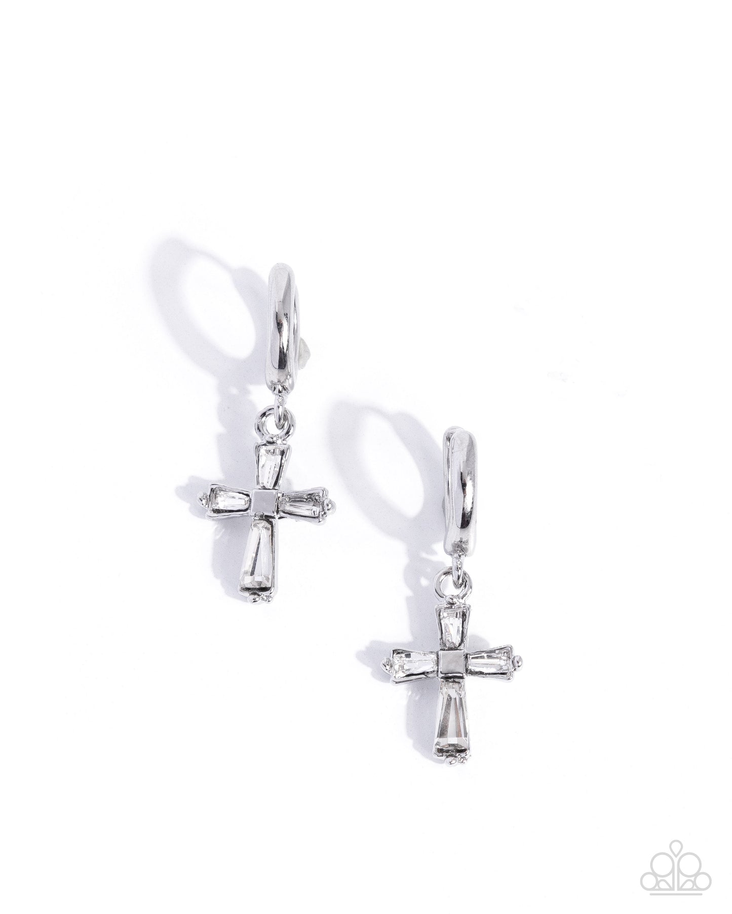 PREORDER ~ Sacred Shine - White Paparazzi Cross Earrings