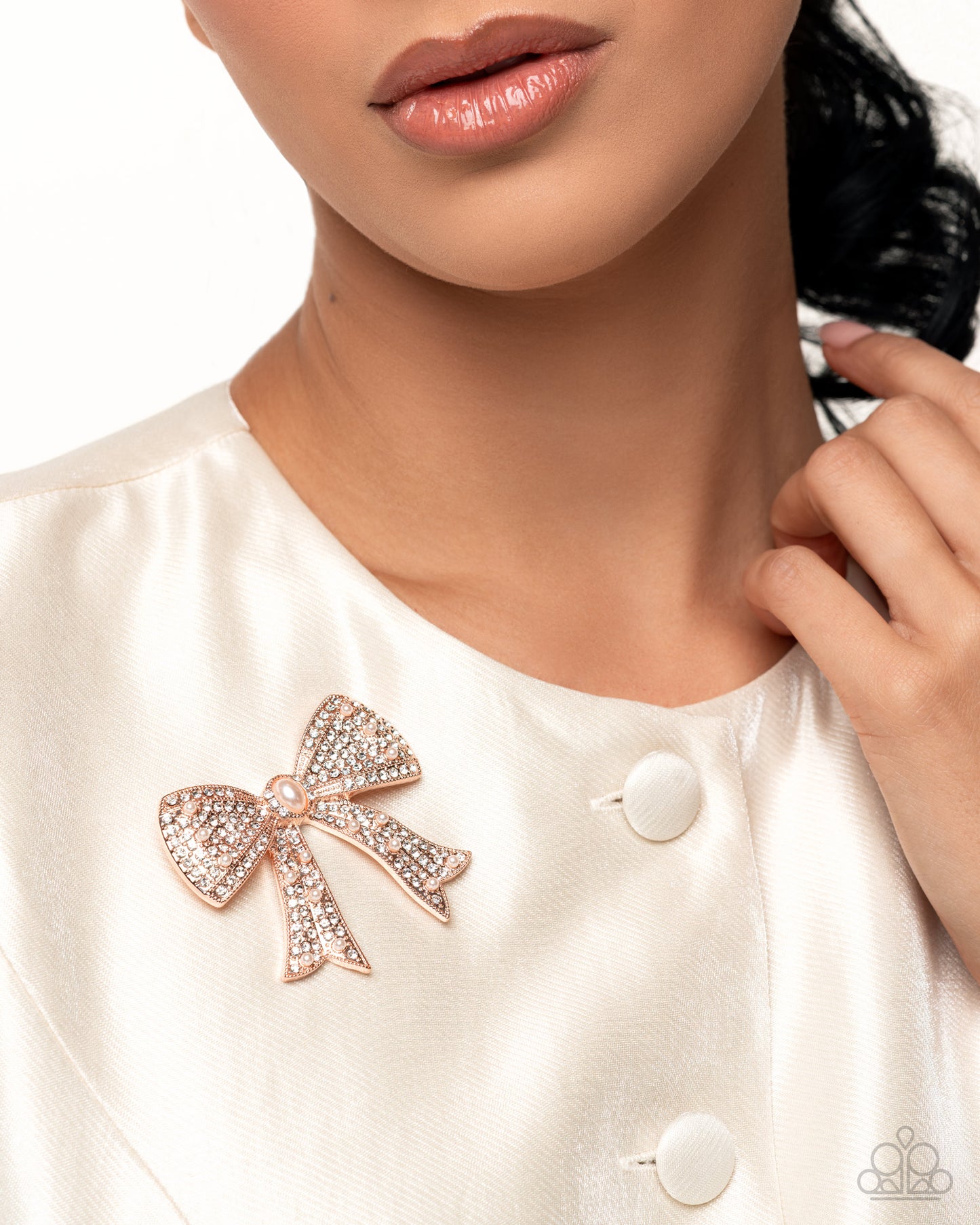PREORDER ~ Bow Bravado - Rose Gold Paparazzi Brooch