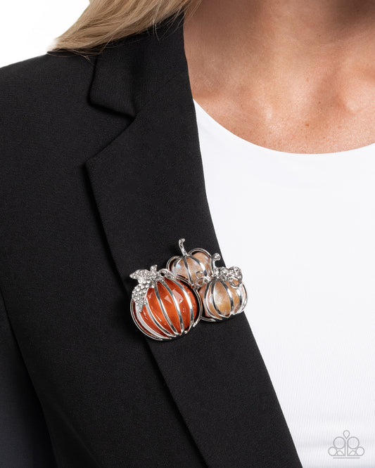 PREORDER ~ Pumpkin Pattern - White Fall Paparazzi Brooch