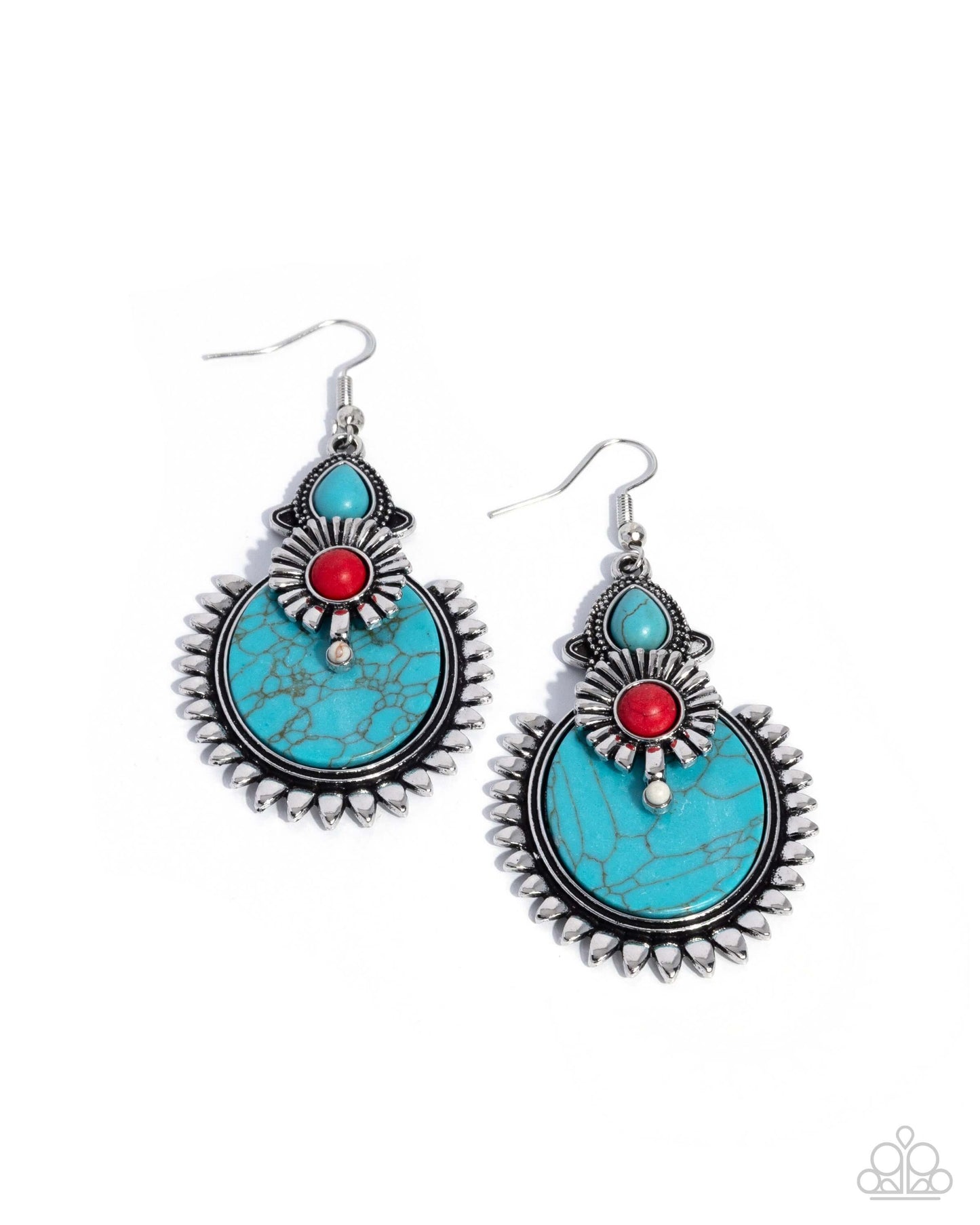 Robust Rampage - Multi Paparazzi Earrings Accessories,Blue,earrings,Floral,Multicolor,New Arrival,Red,Turquoise
