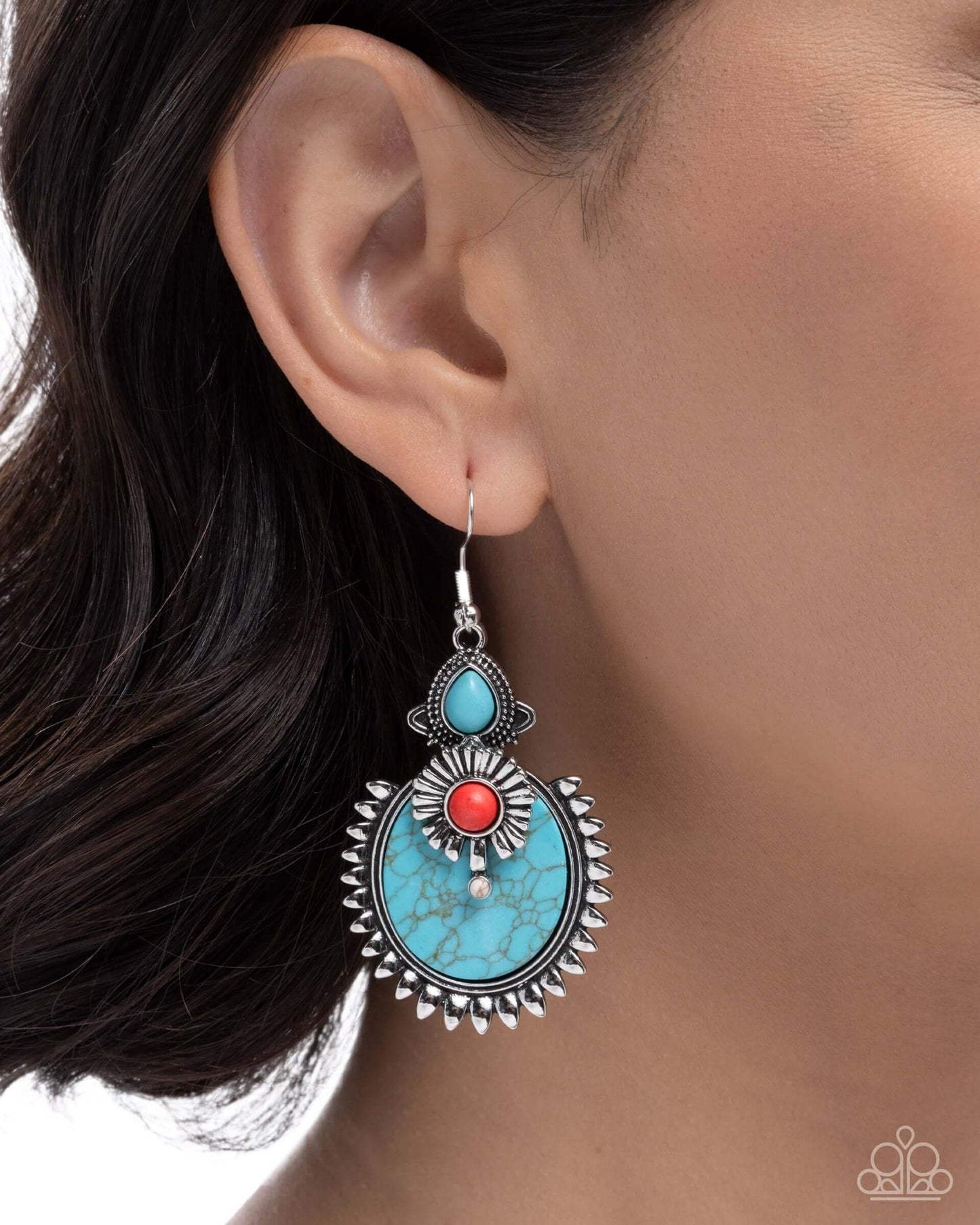 Robust Rampage - Multi Paparazzi Earrings Accessories,Blue,earrings,Floral,Multicolor,New Arrival,Red,Turquoise
