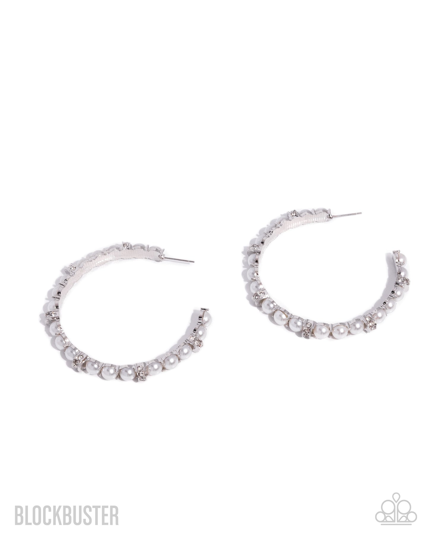 Classical Ballet - White Blockbuster Paparazzi Hoop Earrings