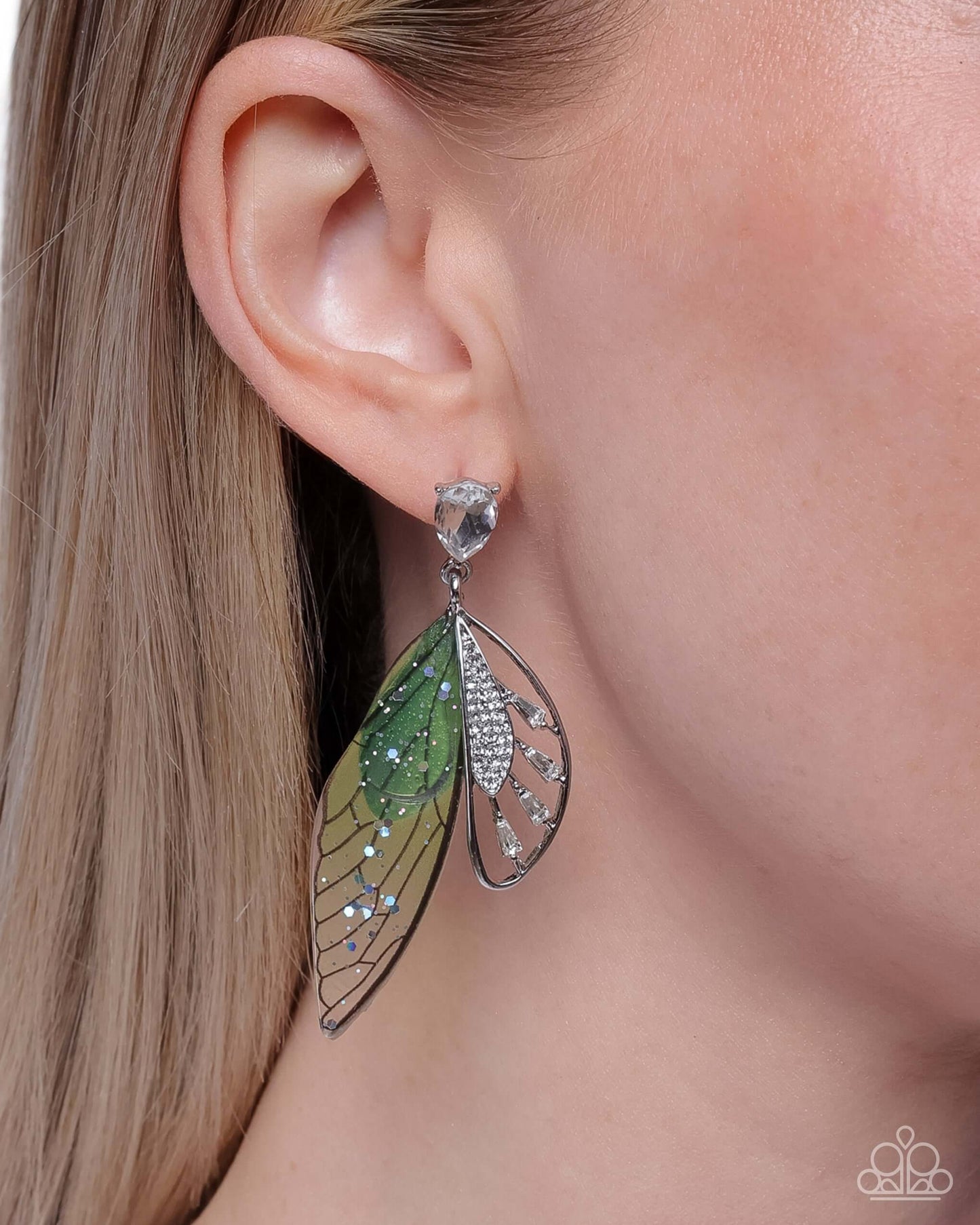 Floating Facade - Multi Paparazzi Earrings Accessories,Dragonfly,Green,Multicolor,New Arrival,Post