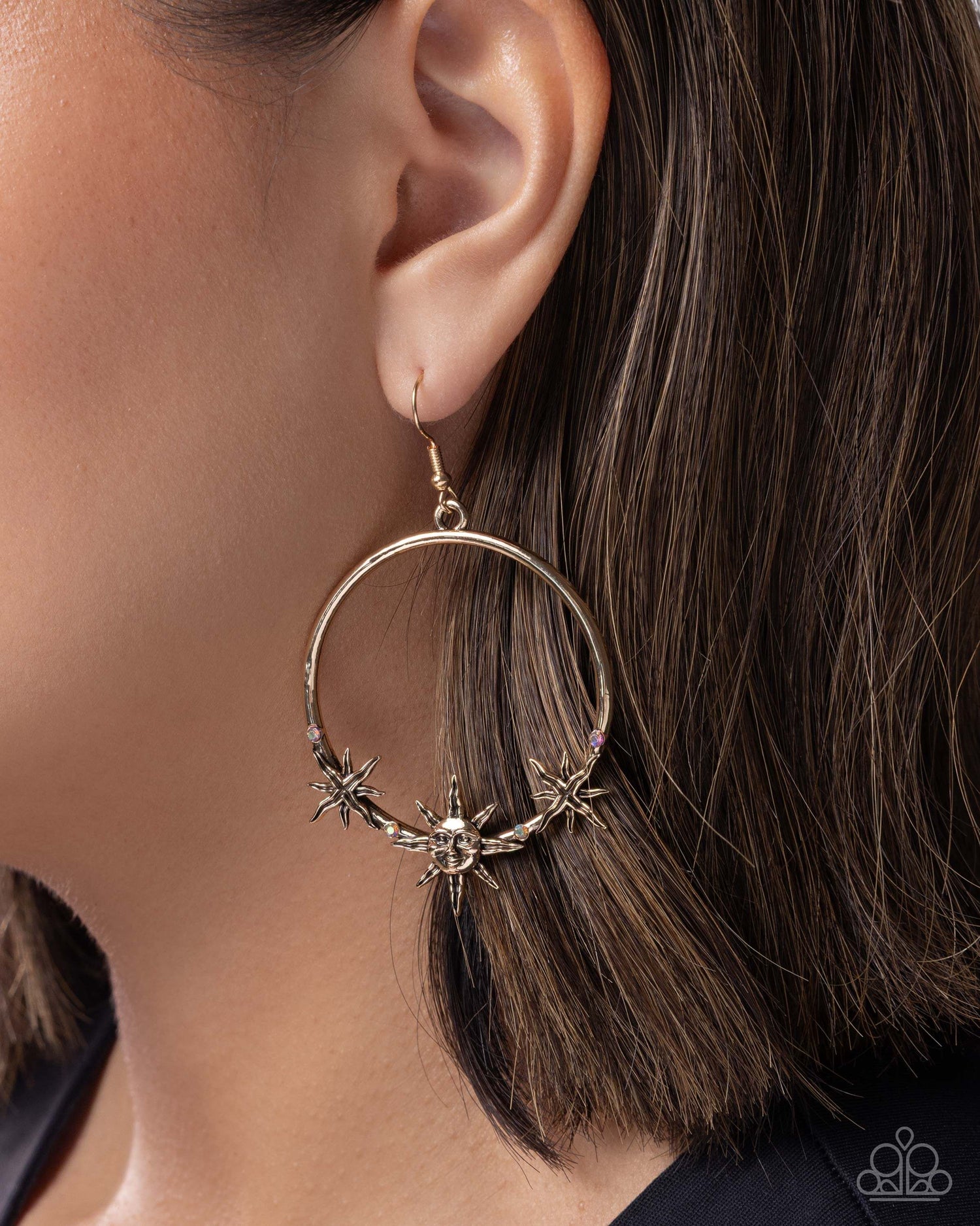 Heraldry Halftime - Multi Paparazzi Earrings Accessories,Brass,earrings,Iridescence,Topaz Stone