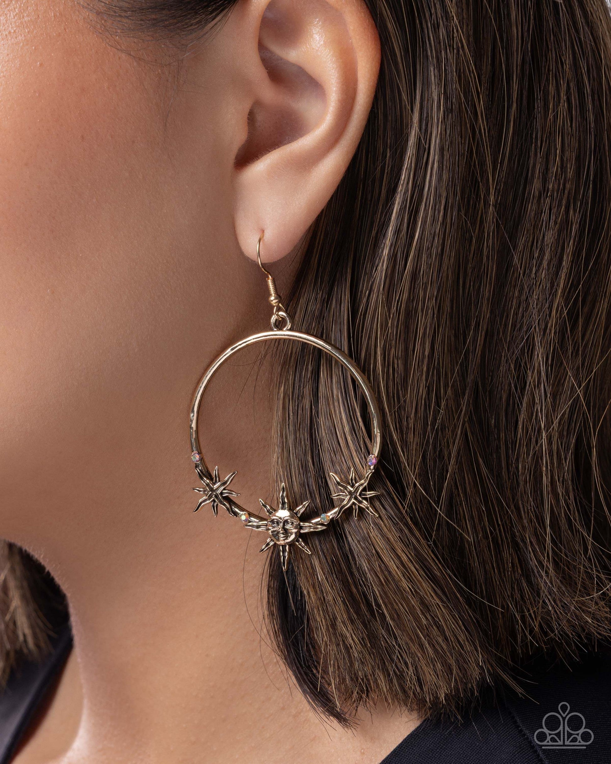 Heraldry Halftime - Multi Paparazzi Earrings Accessories,Brass,earrings,Iridescence,Topaz Stone