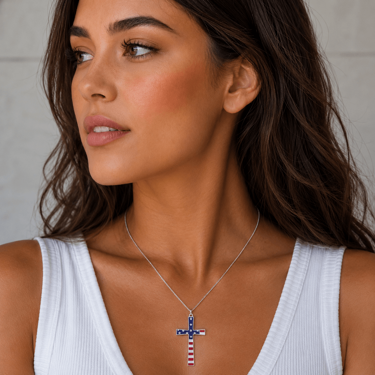 Faith and Freedom Cross Necklace Multi