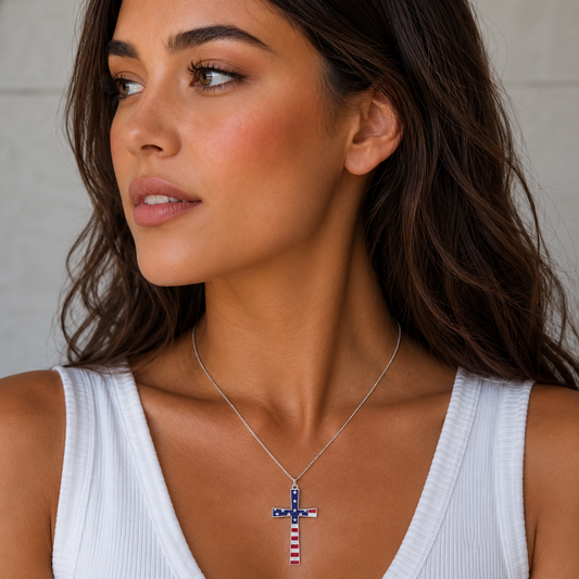 Faith and Freedom Cross Necklace Multi