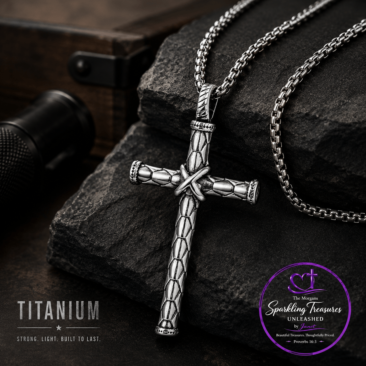 Strength Forged Stainless Steel Cross Necklace