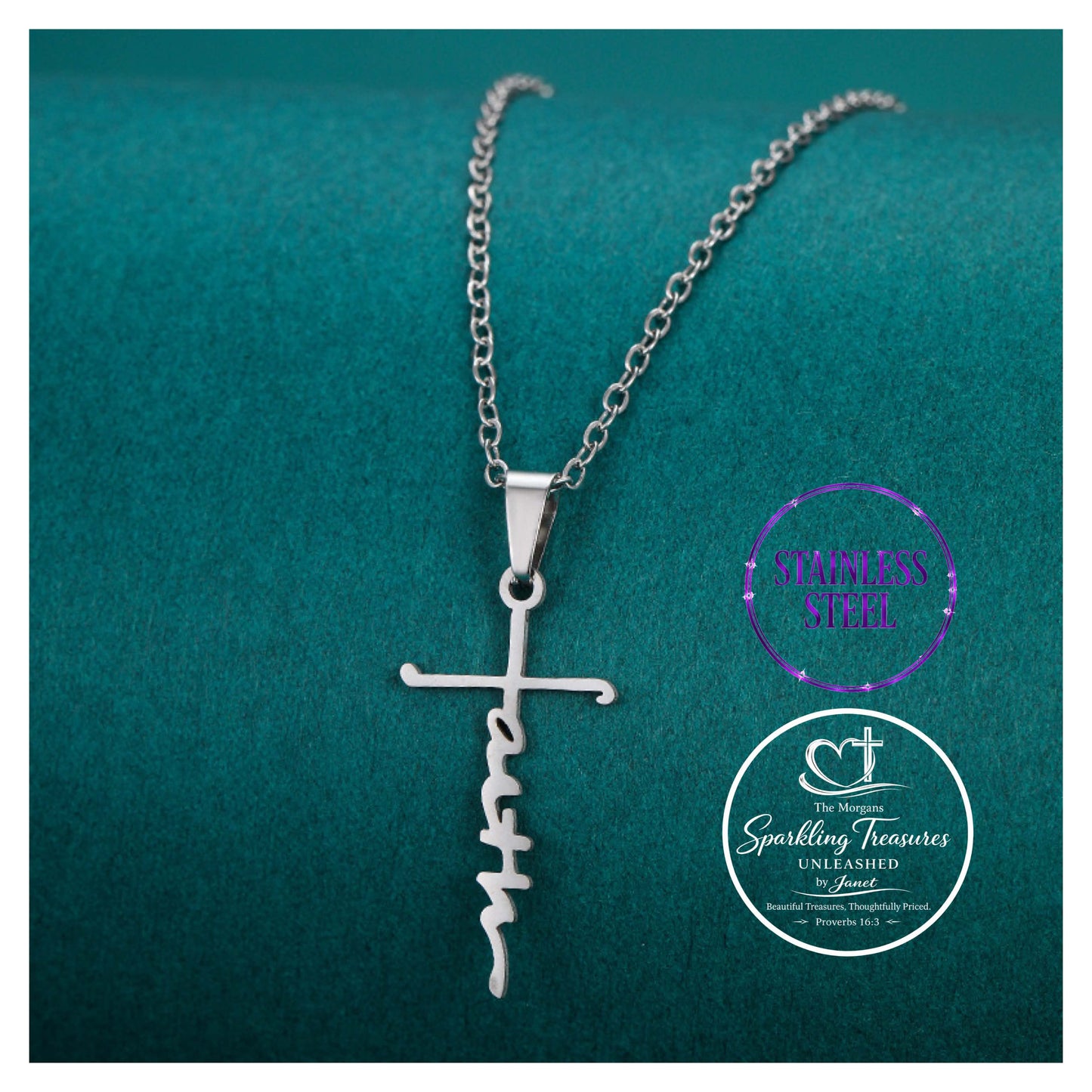 Faithfully Written Cross Necklace
