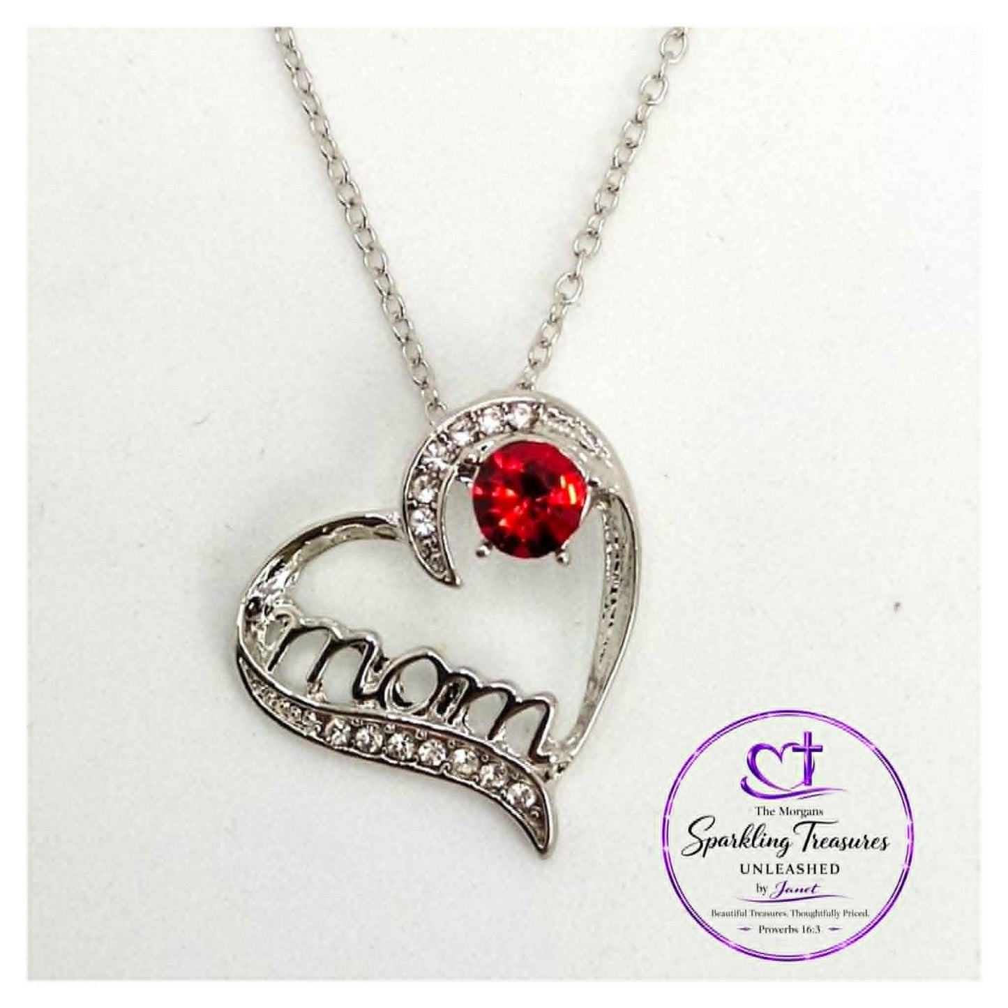 Crimson Love Mom Pendant Necklace