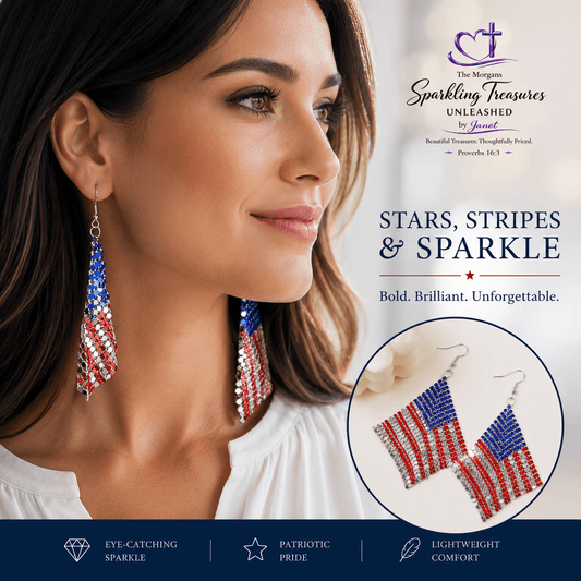 Stars Sparkle Fringe Flag Earrings Multi