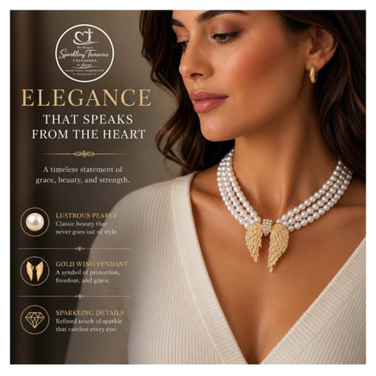 Heavenly Grace Pearl Wing Necklace