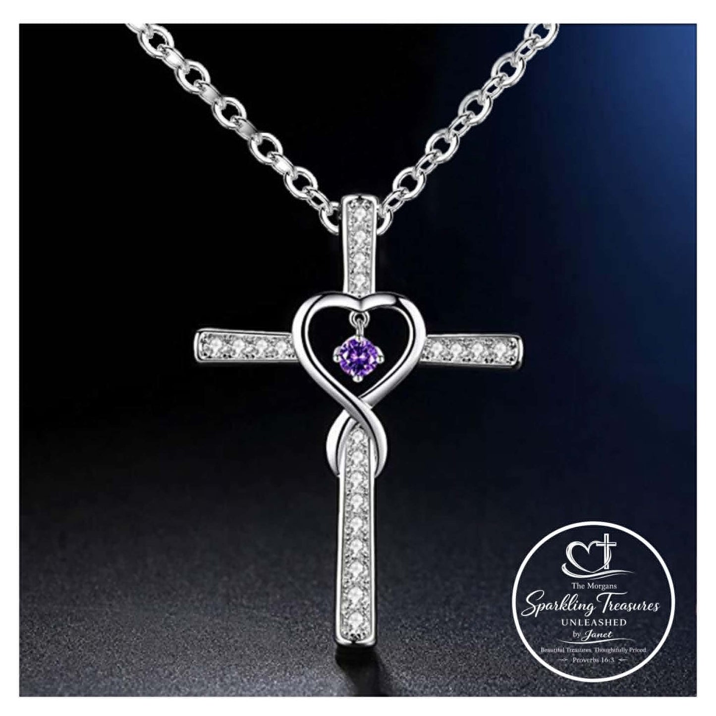 Faith Wrapped in Love Cross Necklace Purple