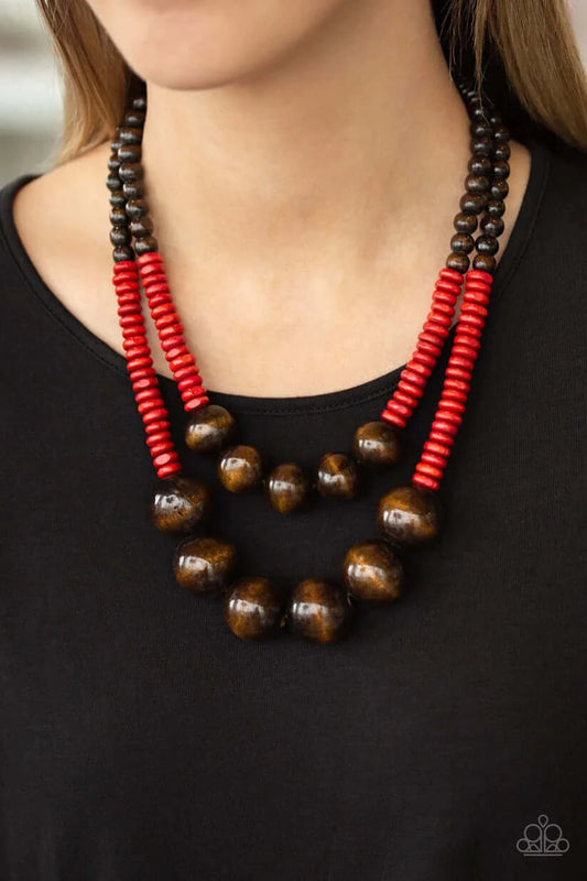 Cancun Cast Away - Red - Paparazzi Necklace $5 Jewelry with Janet Morgan Necklace