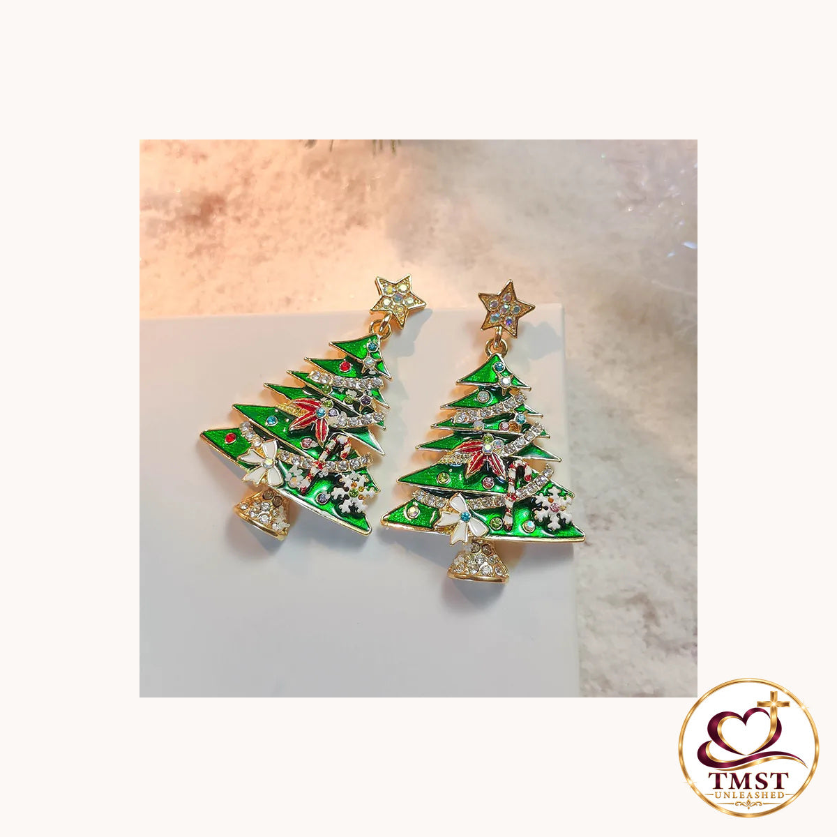 Starlit Evergreen™ Christmas Tree Earrings product photo