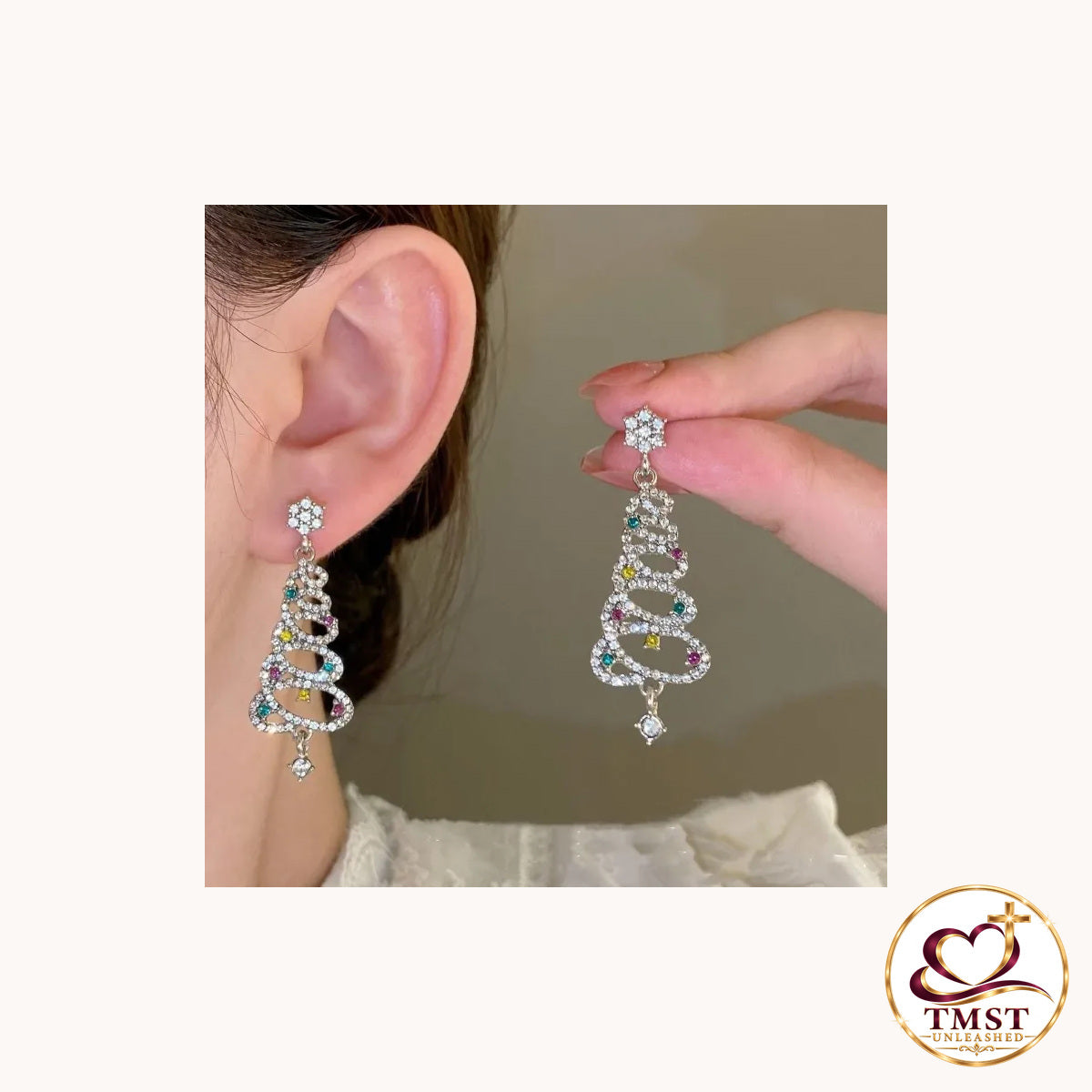 Twice the Cheer™ Mismatched Christmas Tree Earrings product photo