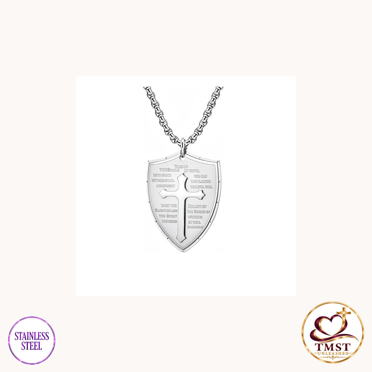 Armor of Faith™ Lord’s Prayer Shield Necklace product photo