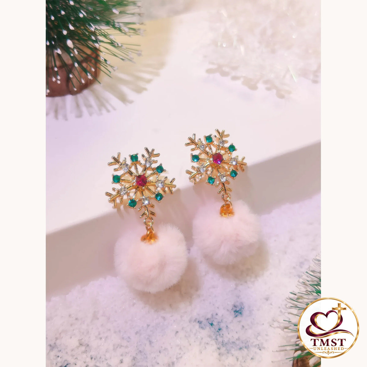 Blushing Snowfall™ Pom-Pom Earrings product photo