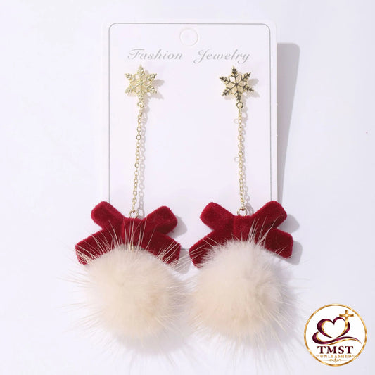 Velvet Snowfall™ Long Pom-Pom Earrings product photo