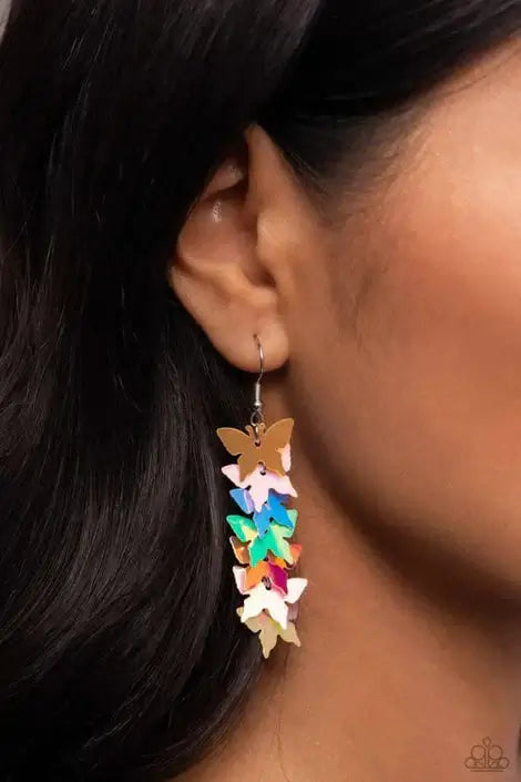 AERIAL AMBIANCE - MULTI Paparazzi Butterfly Earrings Accessories,Butterfly,earrings,Multicolor