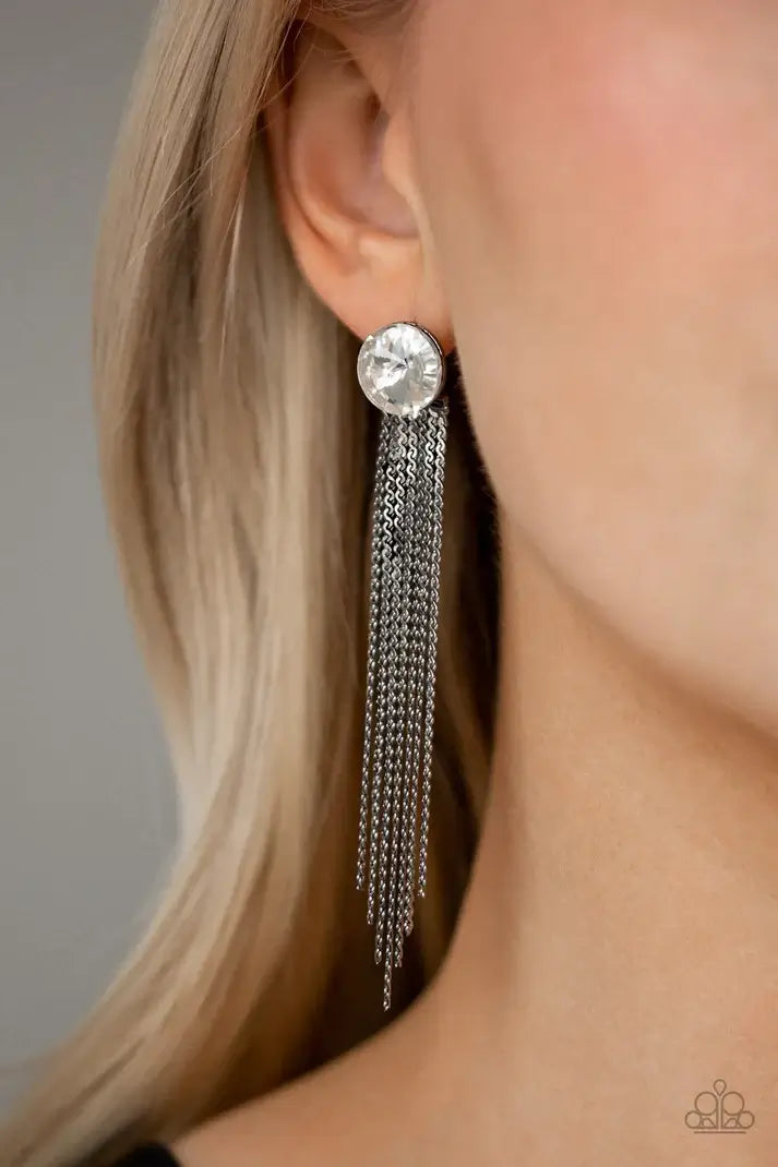 Level Up - black - Paparazzi earrings $5 Jewelry with Janet Morgan EARRINGS