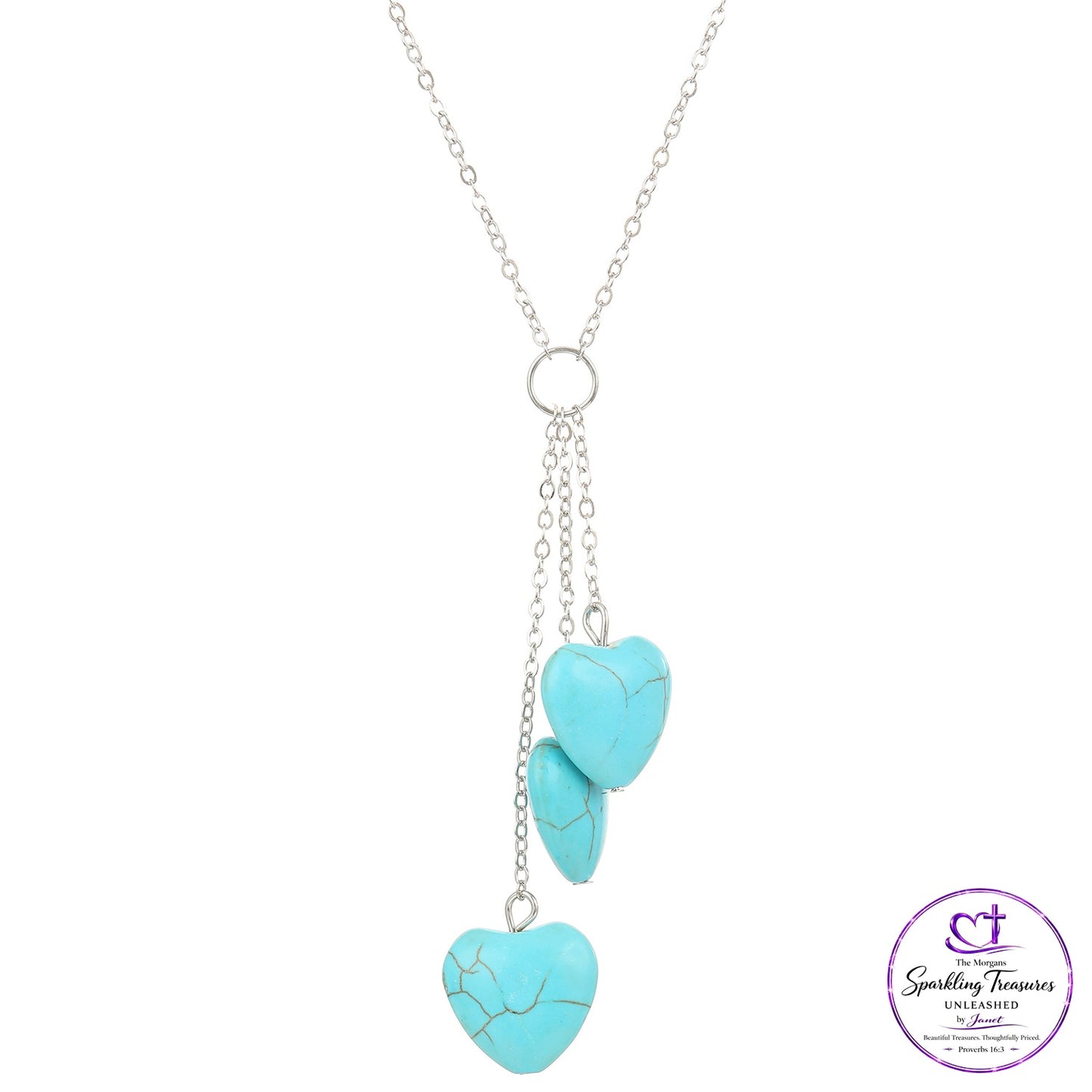 Cascading Hearts™ Blue Pendant Necklace