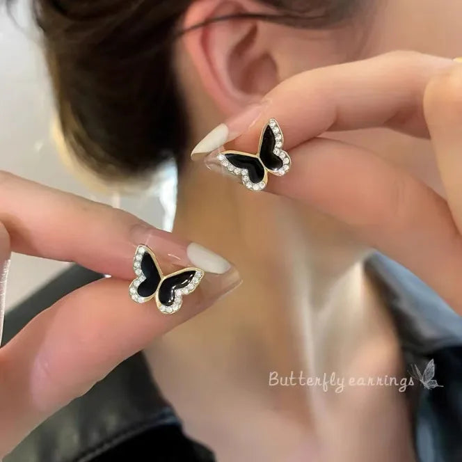 Black Butterfly Stud Earrings
