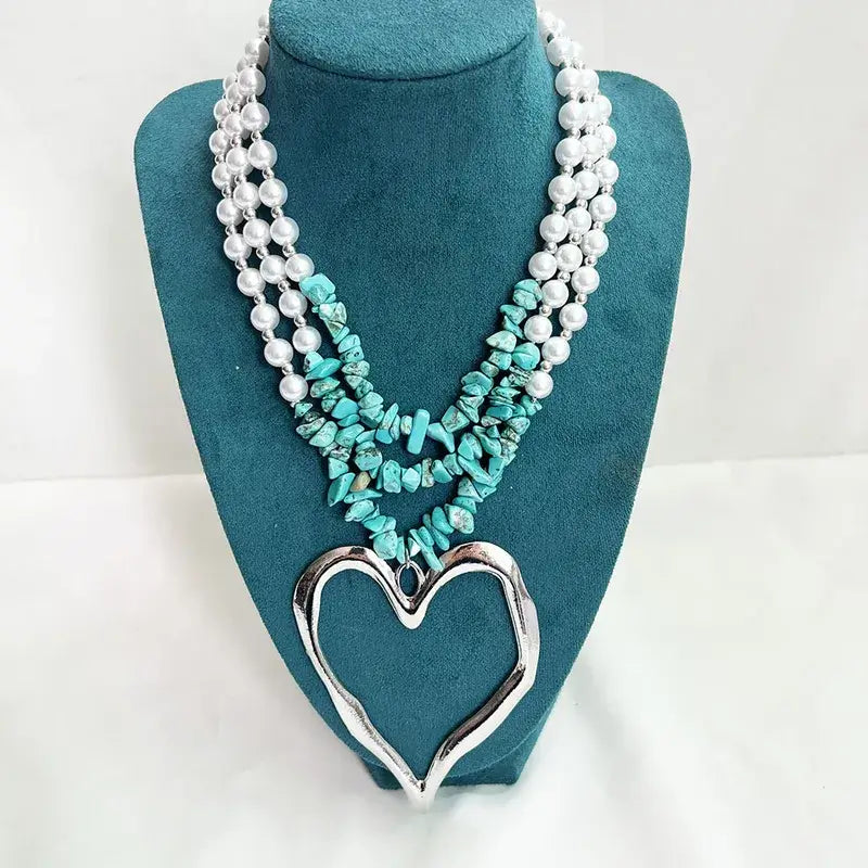 Heart of the Southwest™ Statement Necklace Accessories,Affordable Jewelry,Blue,Boutique Jewelry,Everyday Elegance,Everyday Jewelry,Everyday Style,Fashion Accessories,Fashion Jewelry,Gift for Her,Gift Ideas,Gifts,Heart Jewelry,Hearts,Hearts Collection,Neck