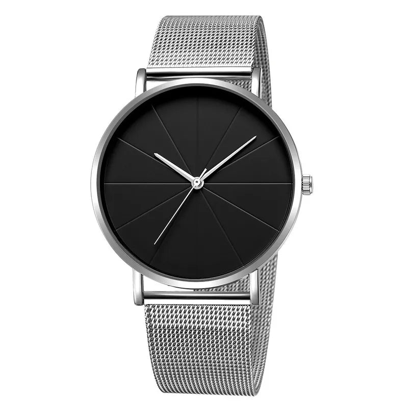 Midnight Executive Mesh Men's Watch Silver/Rose Gold Black