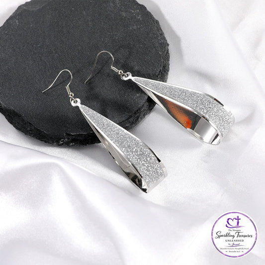 Silver Angles Geometric Drop Earrings