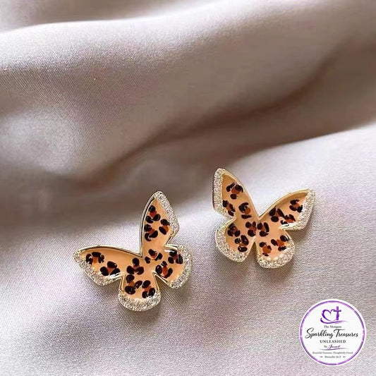 Wild Flutter Leopard Butterfly Earrings